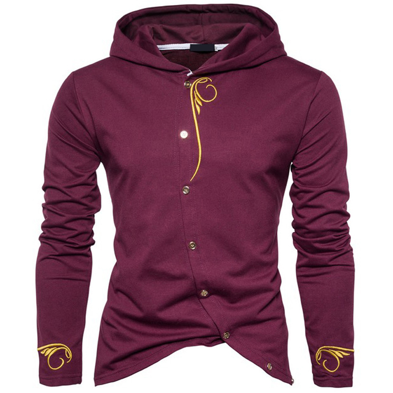 Button Closure Slim Fit Hoodies
