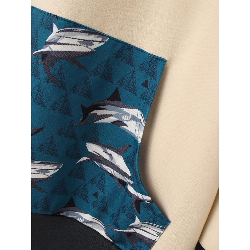 Contrast Patchwork Printed Hoodies