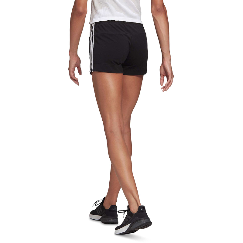 Solid Black Side 3 Stripes Running Shorts